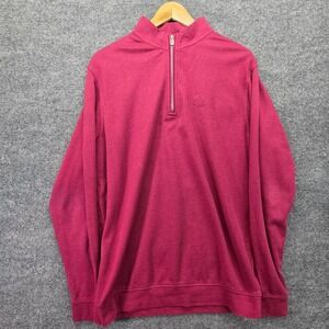 Peter Millar Mens Quarter Zip Pullover Coral Pink‎ Size Large Cotton Modal Blend